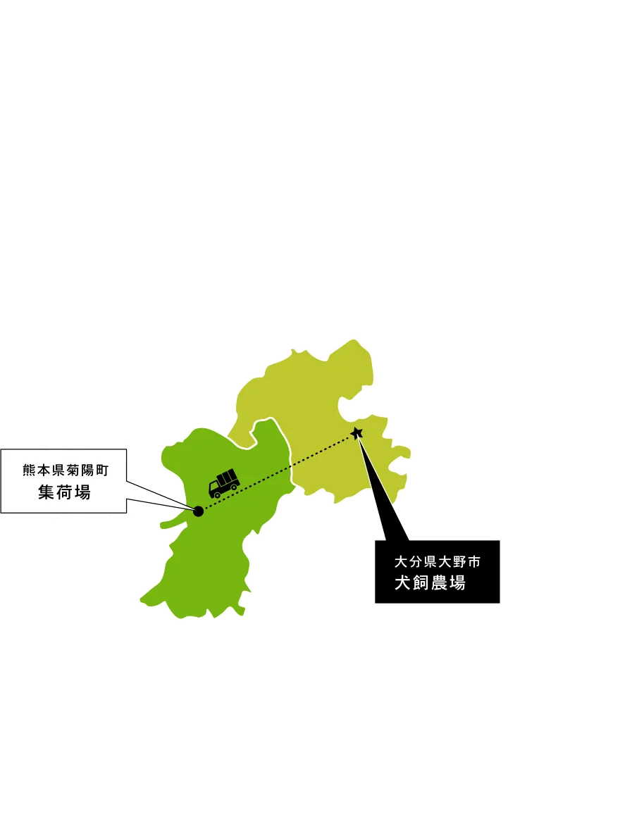 大分県豊後大野市を拠点にした『旬な畑』から熊本県菊陽町にある集荷場へ
